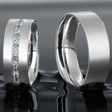 Marrying 750 Weissgold, 7,5 mm Breite, seidenmatt, 19 Brillanten 0,40 ct TW/SI + 19 Fancy Brillanten 0,13 ct,