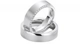 Marrying 585 Weissgold, 6,00 mm Breite, seidenmatt / poliert, Mehrere Brillanten 0,15 ct. TW/SI,