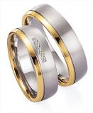Marrying 585 Graugold /Gelbgold, 6,00 mm Breite, seidenmatt / poliert, 5 Brillanten 0,05 ct. TW/SI,