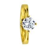 Engagement Rings 585 Gelbgold, Schiene im Verlauf Breite, poliert, 1 Brillant 1,00 ct. W/SI,