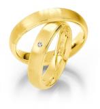 Marrying 585 Gelbgold, 5,00 mm Breite, seidenmatt/ poliert, 1 Brillant in 0,02 ct. W/SI,