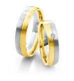 Marrying 585Weissgold /Gelbgold, 5,50 mm Breite, seidenmatt, 1 Brillant 0,03 ct. W/SI,