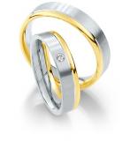 Marrying 585Weissgold /Gelbgold, 5,50 mm Breite, seidenmatt / poliert, 1 Brillant 0,04 ct. W/SI,