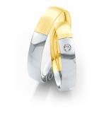 Marrying 585Weissgold /Gelbgold, 4,50 mm Breite, seidenmatt / poliert, 1 Brillant 0,03 ct. W/SI,