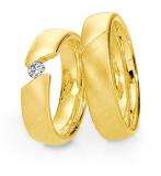 Marrying 585 Gelbgold, 6,00 mm Breite, seidenmatt/ poliert, 1Brillant 0,15 ct. W/SI,