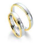 Marrying 585 Weissgold / Gelbgold, 4,00 mm Breite, poliert, 3 Brillanten 0,045 ct. W/SI,