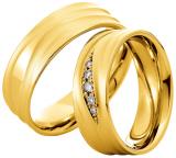 Marrying 585 Gelbgold, 7,00 mm Breite, seidenmatt, 5 Brillanten 0,09 ct. W/SI,
