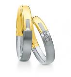 Marrying 585 Weissgold / Gelbgold, 4,00 mm Breite, seidenmatt / poliert, 3 Brillanten 0,03 ct. W/SI,