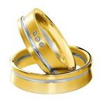 Marrying 585Weissgold /Gelbgold, 6,00 mm Breite, seidenmatt / poliert, 3 Brillanten 0,045 ct. W/SI,