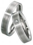 Marrying 585 Weissgold / Graugold, 5,00 mm Breite, seidenmatt, 1 Diamant - prinzess 0,06 ct. W/SI,