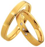Marrying 585 Gelbgold, 3,50 mm Breite, seidenmatt / poliert, 3 Brillanten 0,0225 ct. W/SI,