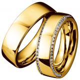 Marrying 585 Gelbgold, 6,50 mm Breite, poliert, Mehrere Brillanten 0,84 ct. W/SI,
