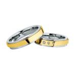 Promise Rings Edelstahl /585 Gelbgold, 5,00 mm Breite, seidenmatt / poliert, 3 Brillanten 0,0365 ct. W/SI,