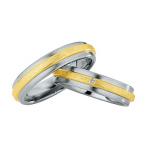 Los anillos de boda Edelstahl /585 Gelbgold, 5,00 mm Breite, kratzmatt / poliert, 1 Brillant 0,01 ct. W/SI,