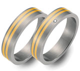 Marrying Titan / 750 Gelbgold, 5,00 mm Breite, seidenmatt, 1 Brillant 0,01 ct. TW/SI,