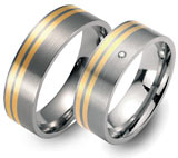 Marrying Titan / 750 Gelbgold, 6,50 mm Breite, seidenmatt, 1 Brillant 0,01 ct. TW/SI,