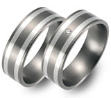Marrying Titan /925 Silber, 7,00 mm Breite, seidenmatt, 1 Brillant 0,02 ct. TW/SI,