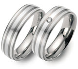 Marrying Titan / 925 Silber, 6,00 mm Breite, seidenmatt, 1 Brillant 0,0 ct. TW/SI,
