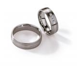 Marrying 950 Platin, 6,00 mm Breite, seidenmatt / poliert, 4 Princess- Diamanten 0,16 ct TW/VVSI,