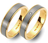 Marrying Titan / 750 Gelbgold, 5,50 mm Breite, seidenmatt / poliert, 1 Brillant 0,02 ct. TW/SI,