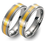Marrying Titan / 750 Gelbgold, 6,00 mm Breite, seidenmatt / poliert, 1 Brillant 0,015 ct. TW/SI,