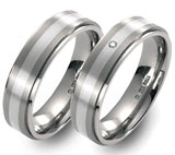 Marrying Titan / 925 Silber, 6,00 mm Breite, seidenmatt / poliert, 1 Brillant 0,015 ct. TW/SI,