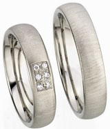 Friendship Rings 925 Silber, 5,00 mm Breite, satiniert, 6 Zirkonia,