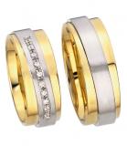 Marrying 585Weißgold /Gelbgold, 8,00 mm Breite, seidenmatt / poliert, 10 Brillanten zusammen 0,10 ct. W/SI,