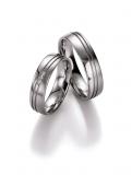 Friendship Rings 925 Silber, 5,50 mm Breite, seidenmatt / poliert, 3 Brillanten 0,03 ct. W/SI in einer eckigen Fassung,