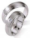 Anillos de la amistad 925 Silber, 6,00 mm Breite, seidenmatt / poliert, 1 Brillant 0,015 ct. W/SI,