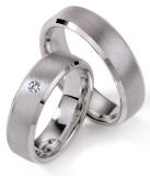 Friendship Rings 925 Silber, 6,00 mm Breite, seidenmatt /poliert, 1 Brillant 0,015 ct. W/SI,