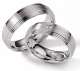 Friendship Rings 925 Silber, 6,00 mm Breite, seidenmatt / poliert, 1 Brillant 0,015 ct. W/SI,