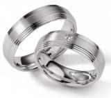 Anillos de la amistad 925 Silber, 6,00 mm Breite, seidenmatt / poliert, 1 Brillant 0,015 ct. W/SI,