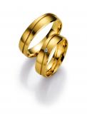 Marrying 585 Gelbgold, 5,50 mm Breite, seidenmatt, 1 Brillant 0,02 ct. W/SI,