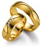 Marrying 585 Gelbgold, 6,00 mm Breite, seidenmatt / poliert, 3 Brillanten 0,08 ct. W/SI,