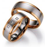 Marrying 585 Weißgold / Rotgold, 7,00 mm Breite, seidnmatt / poliert, 3 Brillanten 0,09 ct. W/SI,