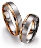 Marrying 585 Weißgold / Rotgold, 5,00 mm Breite, seidenmatt / poliert, 1 Brillant 0,045 ct. W/SI,