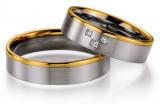 Marrying 585 Weißgold /Gelbgold, 5,00 mm Breite, seidenmatt / poliert, 3 Brillanten 0,045 ct. W/SI,