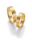 Marrying 585 Gelbgold, 4,50 mm Breite, seidenmatt / poliert, 1 Brillant 0,015 ct. W/SI,