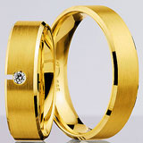 Marrying 585 Gelbgold, 5,50 mm Breite, seidenmatt/ poliert, 1 Brillant 0,04 ct W/SI,