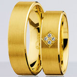 Marrying 585 Gelbgold, 6,00 mm Breite, seidenmatt / poliert, 4 Brillanten 0,04 ct. W/SI,