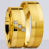 Marrying 585 Gelbgold, 6,50 mm Breite, seidenmatt/ poliert, 3 Brillanten 0,09 ct. W/SI,