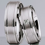 Marrying 585 Weissgold, 6,50 mm Breite, äche, 1 Brillant 0,06 ct W/SI,