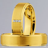 Marrying 585 Gelbgold, 6,00 mm Breite, seidenmatt/ poliert, 3 Brillanten 0,03 ct W/SI,