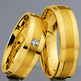 Marrying 585 Gelbgold, 6,00 mm Breite, seidenmatt und poliert, 1 Brillant 0,06 ct W/SI,