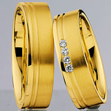 Marrying 585 Gelbgold, 6,00 mm Breite, seidenmatt /poliert, 4 Brillanten 0,12 ct W/SI,