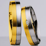 Marrying 585 Weissgold /Gelbgold, 4,50 mm Breite, seidenmatt, 1 Brillant 0,01 ct. W/SI,