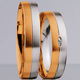 Marrying 585 Weiss-Rotgold, 4,50 mm Breite, seidenmatt, 1 Brillant in 0,01 ct W/SI,