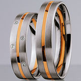Marrying 585 Weiss-Rotgold, 5,00 mm Breite, seidenmatt, 4 Brillanten 0,02 ct W/SI,