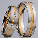 Marrying 585 Weiss-Rotgold, 5,50 mm Breite, seidenmatt, 5 Brillanten 0,075 ct W/SI,
